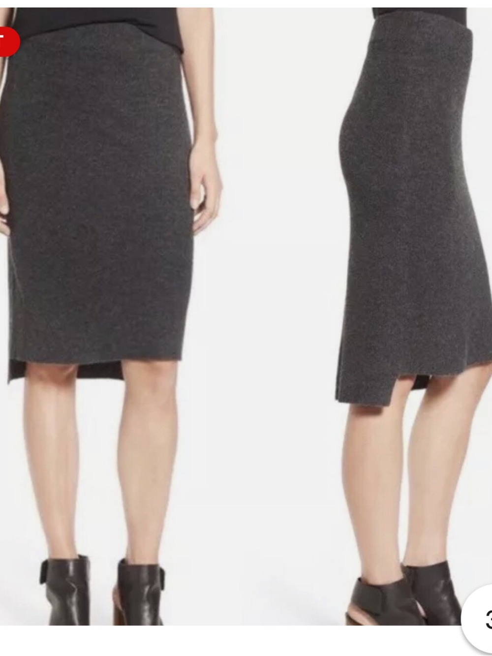 Madewell Charcoal Ribbed Knit Pencil Skirt
